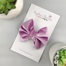 Lavender Hand-tied Bow - 4 Inches - Clip - Spring Velvet Collection