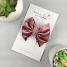 Mauve Hand-tied Bow - 4 Inches - Clip - Spring Velvet Collection