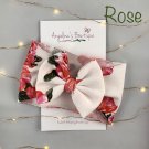 Rose Headwrap with Hand Tied 5" Bow - Raspberry Rose Spring Collection