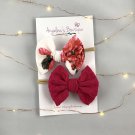 Set of 2 - Hand Tied 4" Bows with Nylon Headband - Raspberry Rose Spring Collection