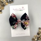 Navy Bloom 4" Bow with Clip - Pastel Spring Collection