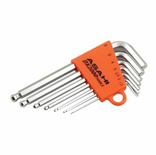 ASAHI 9PCS Ball Point End Hex L-Key Wrench Set Short AZS0910 1.5mm-10mm