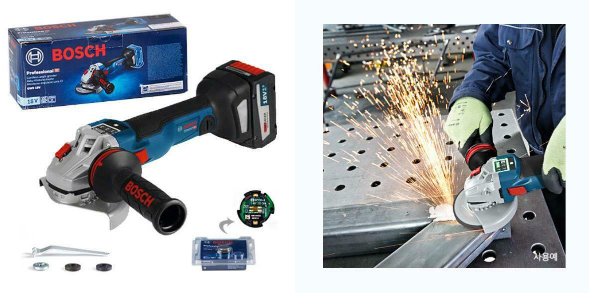 Bosch GWS 18V-100 SC Angle Grinder 4" Brushless 1000W Kickback IoT 2x6.3Ah /UPS