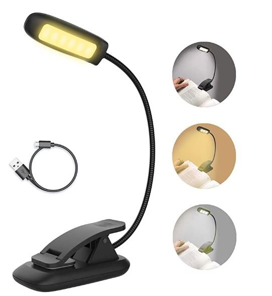 Vekkia B076SVC7SN LuminoLite Rechargeable 3000K Warm 6 LED Book, Easy Clip