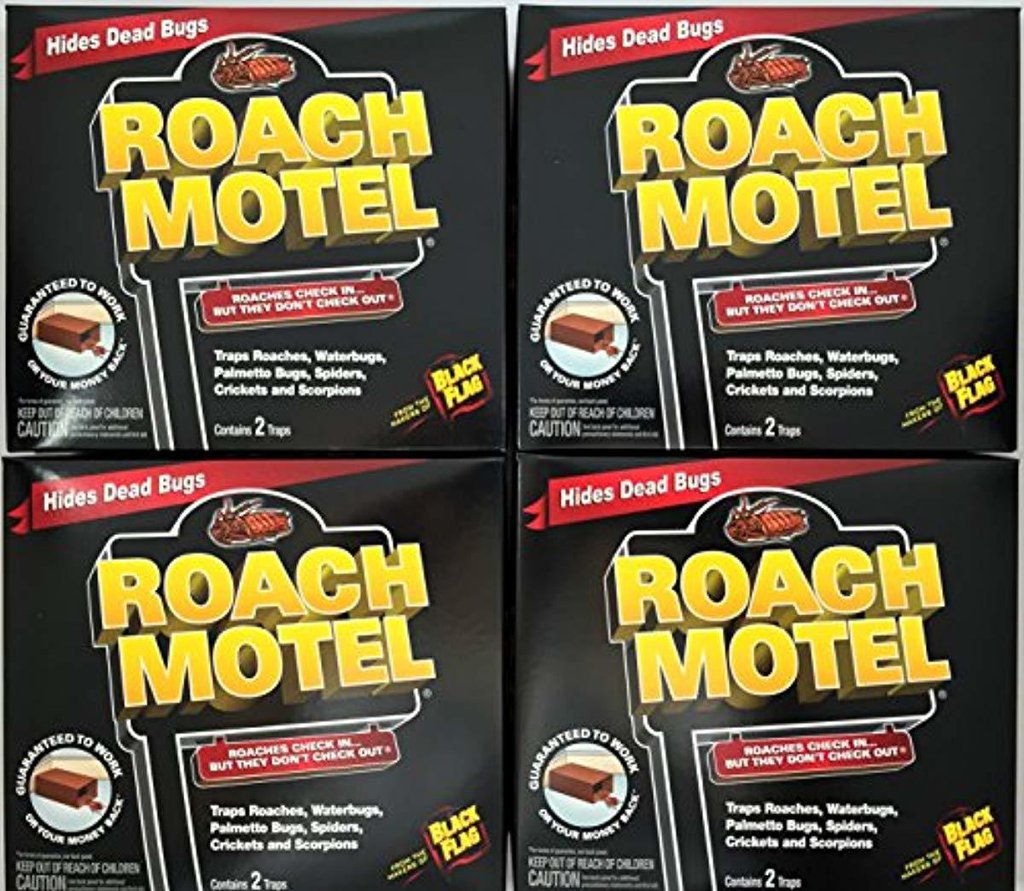 Black Flag 8 traps Roach Motel Cockroach Killer bait Glue Trap