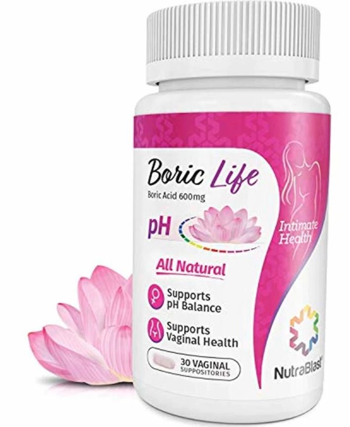 NutraBlast Boric Acid Vaginal Suppositories - 30 Count, 600mg - 100% Pure Boric Life Intimate
