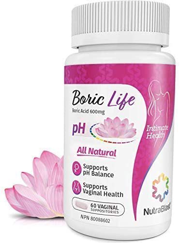 NutraBlast Boric Acid Vaginal Suppositories - 60 Count, 600mg - 100% Pure Boric Life Intimate