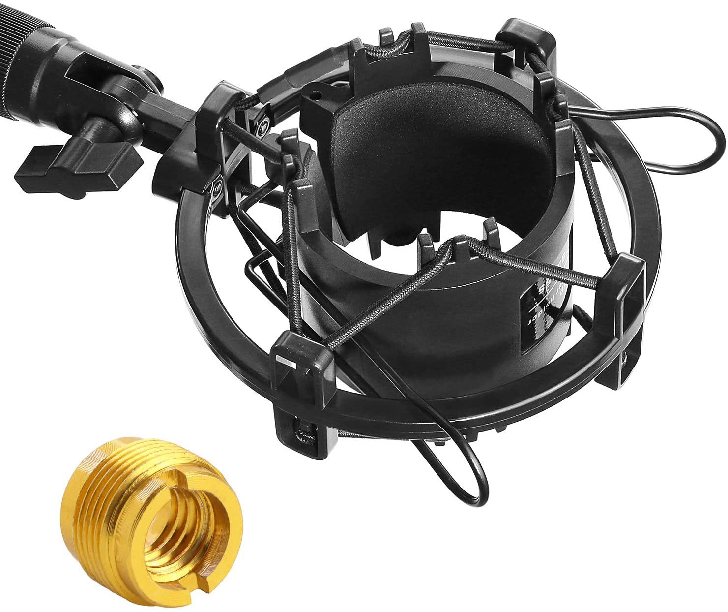 Black AT2020 Shock Mount - Microphone Mounts Reduces Vibration Noise and Shockmount Improve