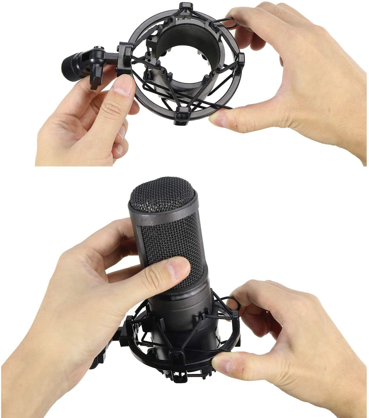 Black AT2020 Shock Mount Microphone Mounts Reduces Vibration Noise