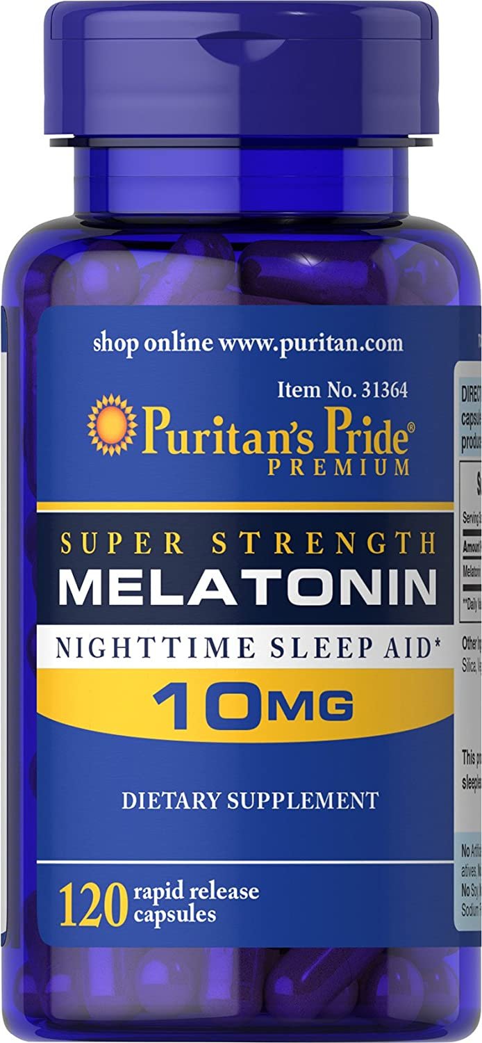 Puritan's Pride Super Strength Rapid Release Capsules Melatonin 10 Mg, 120Count
