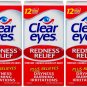 Clear Eyes,Redness Relief Eye Drops, 0.5 Fl Oz (Pack of 3)