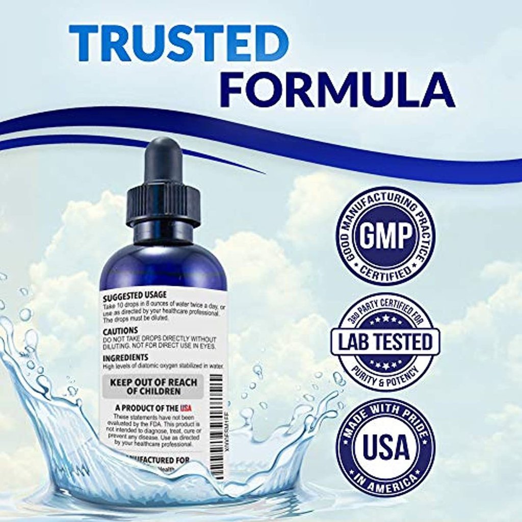 Dexterity Health Liquid Oxygen Drops 4 oz. DropperTop Bottle, Vegan, AllNatural and 100 Sterile