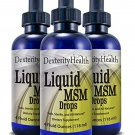 Dexterity Health Liquid MSM Drops, 3-Pack of 4 oz. Dropper-Top Bottles, 100% Sterile
