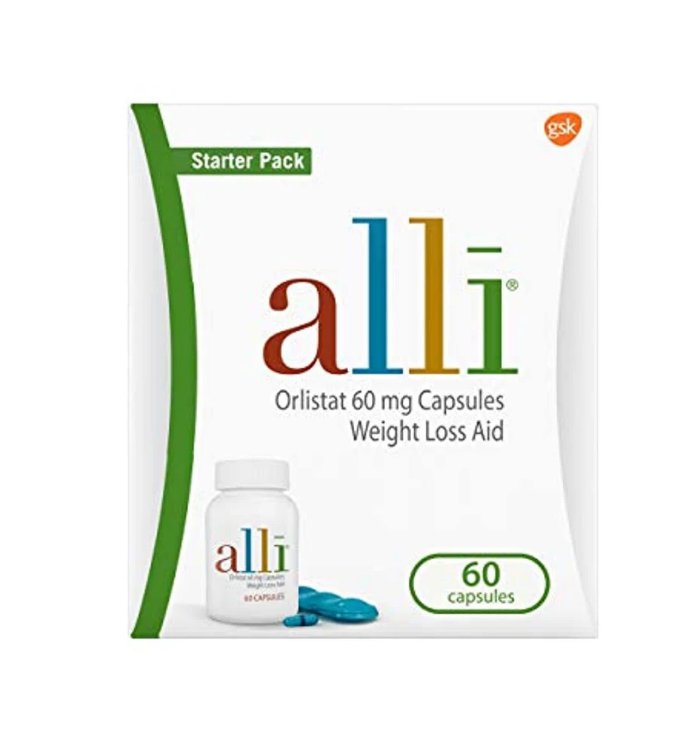 alli Diet Weight Loss Supplement Pills, Orlistat 60mg Capsules