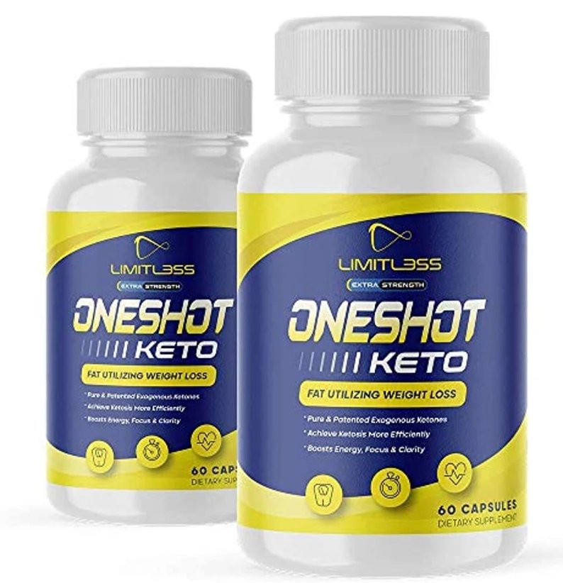 (2 Pack) Official One Shot Keto, BHB Ketones for Men and Women, 60 Day Supply