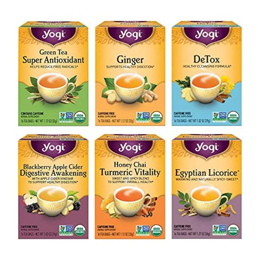 Yogi Tea - Digestion and Detox Tea Variety Pack Sampler (6 Pack) - 96 Tea Bags