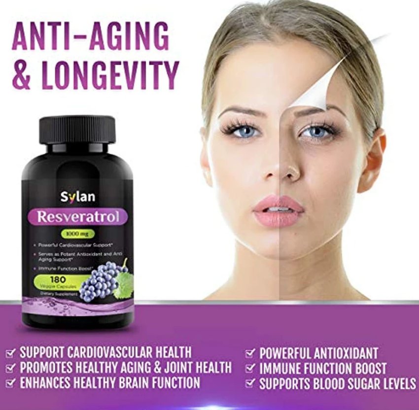 Sylan Trans Resveratrol 1000mg 180 Capsules Antioxidant Anti Aging