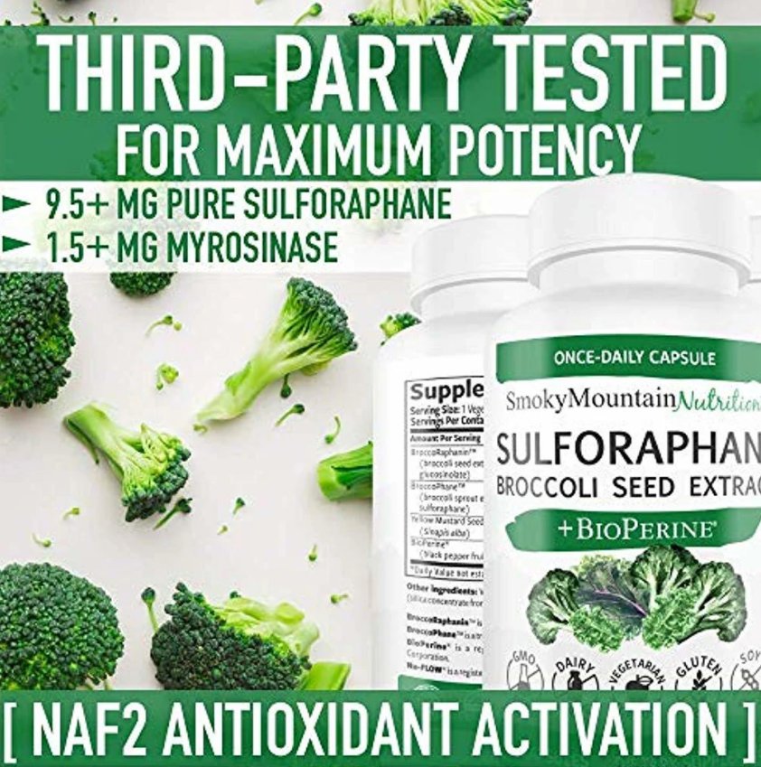 Sulforaphane Supplement 75mg with Myrosinase, Broccoli Seeds, Broccoli