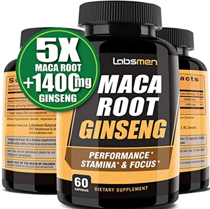 10000mg Organic Black Maca Root Capsule + 1400mg Korean Red Panax Ginseng Extract