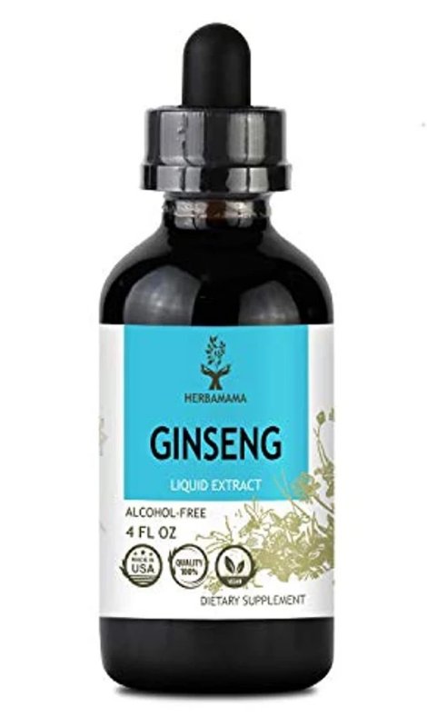 HERBAMAMA Asian Ginseng Herbal Extract Tincture - Organic Liquid Daily Supplement Supporting Energy