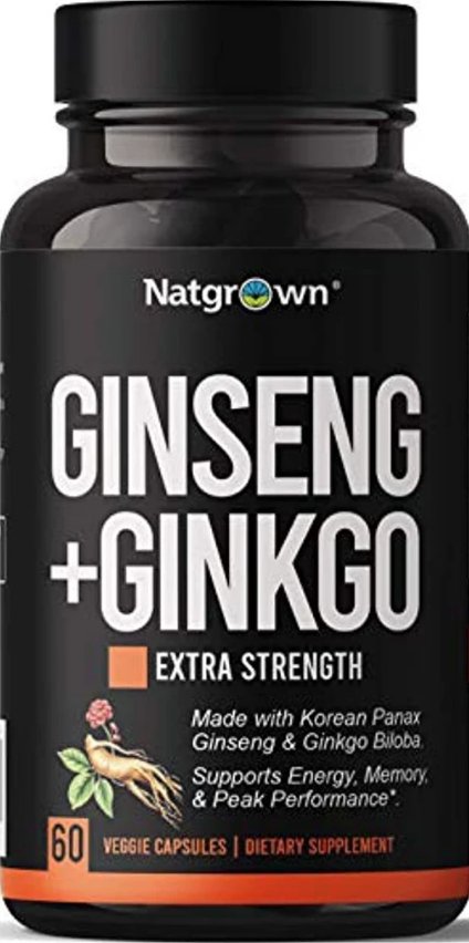 Panax Ginseng + Ginkgo Biloba Supplement Complex - 1000mg Korean Ginseng + 120mg