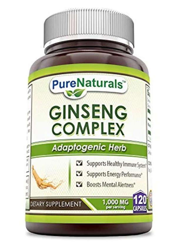 Pure Naturals Ginseng Complex - 1000mg per Serving, 120 Capsules Per Bottle - Supports