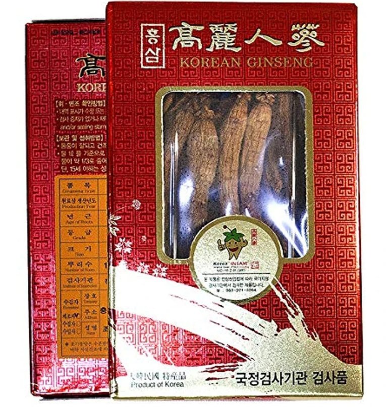 Korean Panax Red Ginseng 6 Years Whole Roots High Ginsenosides for Energy, Mental Health