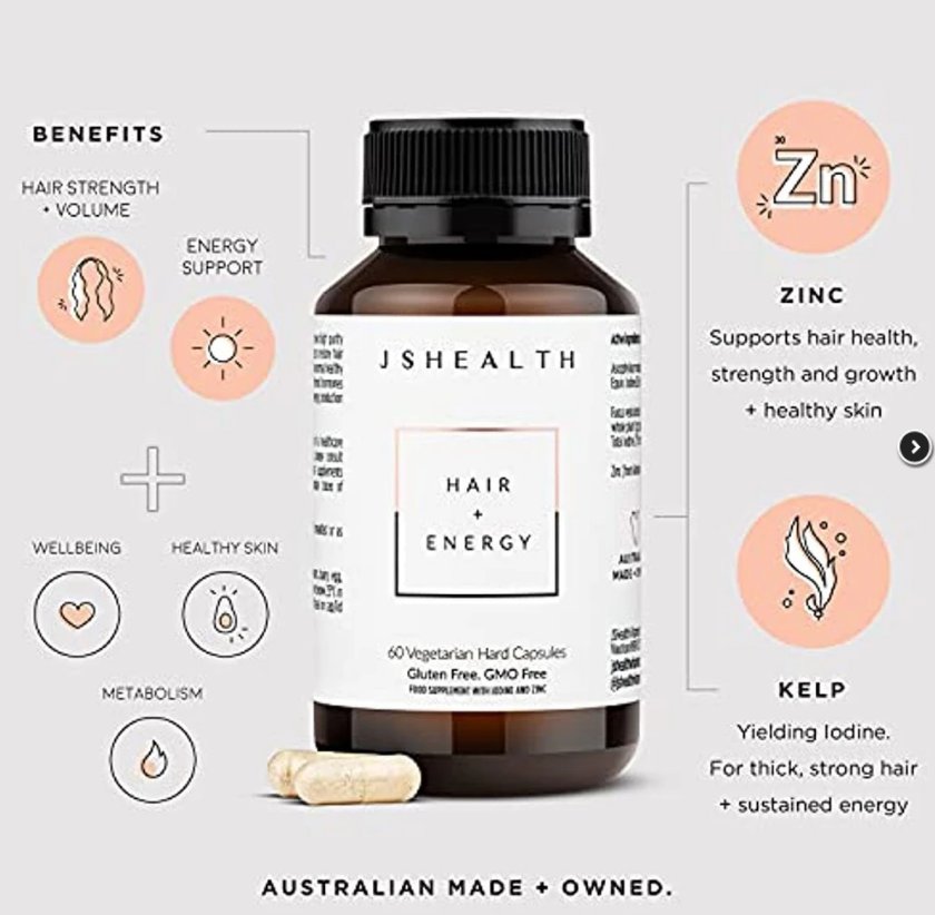 JSHealth Vitamins Hair and Energy Formula Hair Vitamins for Women and Men