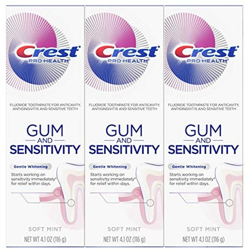 Crest Pro-Health Gum and Sensitivity, Sensitive Toothpaste, Gentle Whitening, 4.1 Ounce, Pack of 3