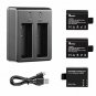 Vemico Action Camera Battery, 3x1050mAh Rechargeable Sports Action