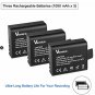 Vemico Action Camera Battery, 3x1050mAh Rechargeable Sports Action