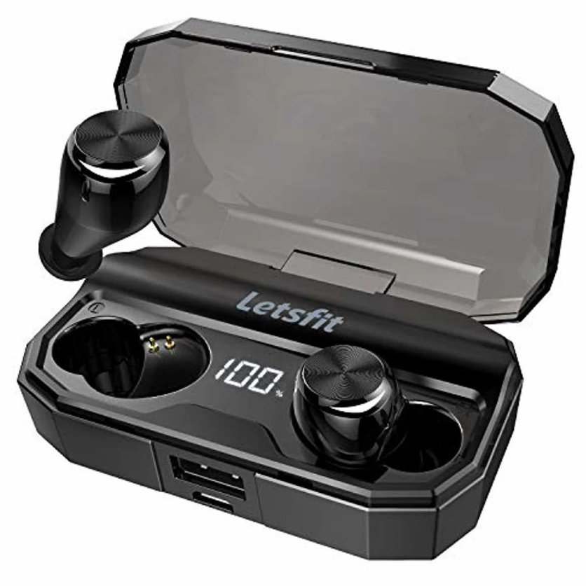 Wireless Earbuds, Letsfit Bluetooth 5.0 Headphones Up to 80H Playtime with 2600mAh Charging Case,