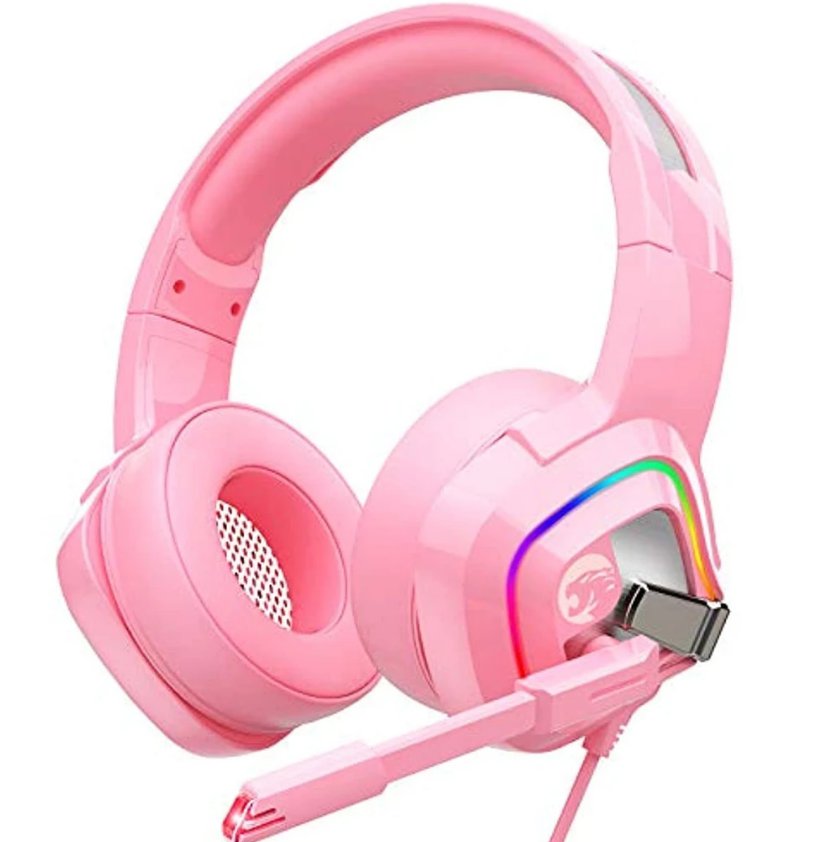 ZIUMIER Z66 Pink Gaming Headset for PS4, Xbox One, PC, Wired Over-Ear
