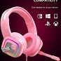 ZIUMIER Z66 Pink Gaming Headset for PS4, Xbox One, PC, Wired Over-Ear