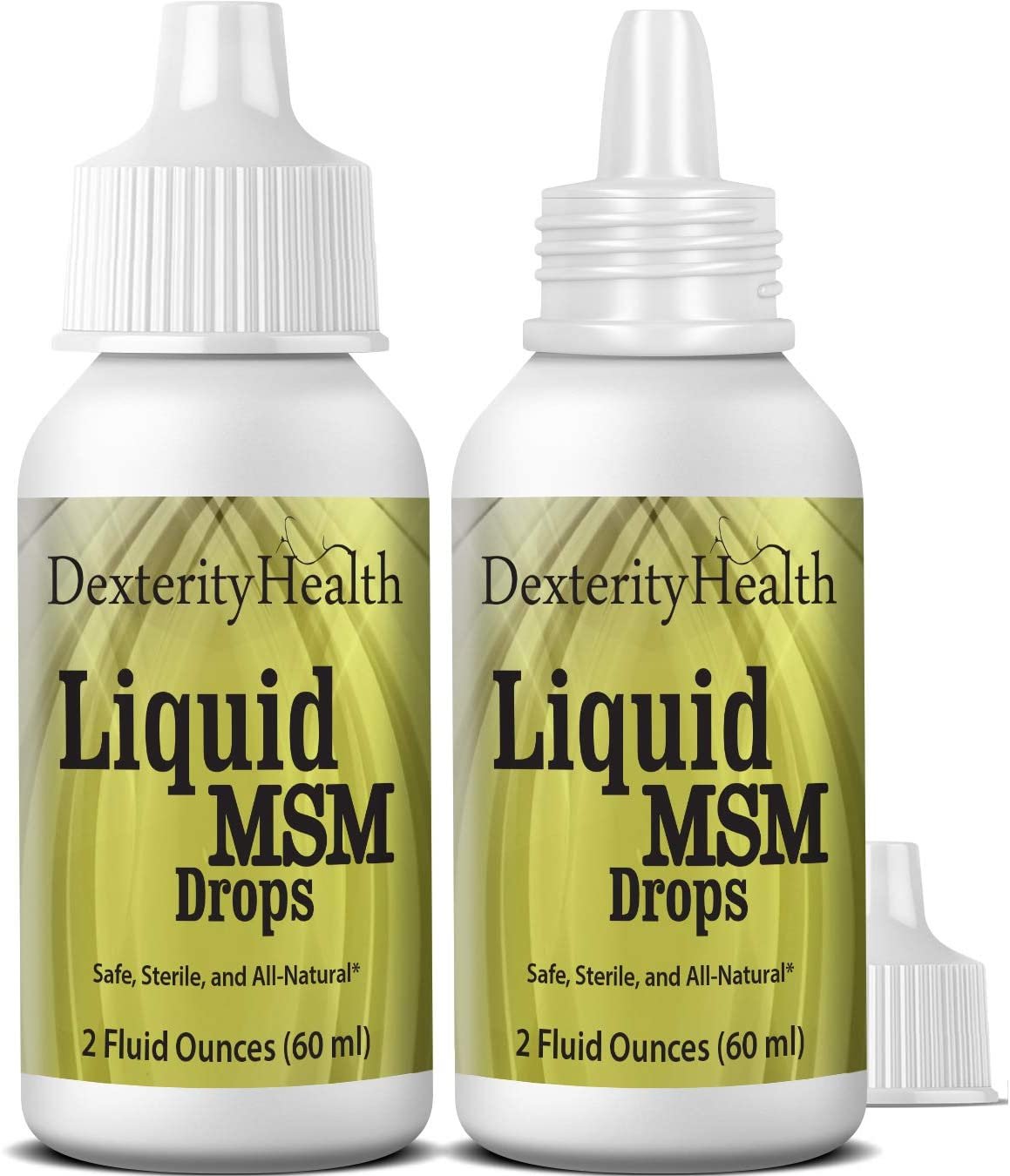 Dexterity Health Liquid MSM Eye Drops 2-Pack of 2 oz. Squeeze-Top Bottles, 100% Sterile, Vegan