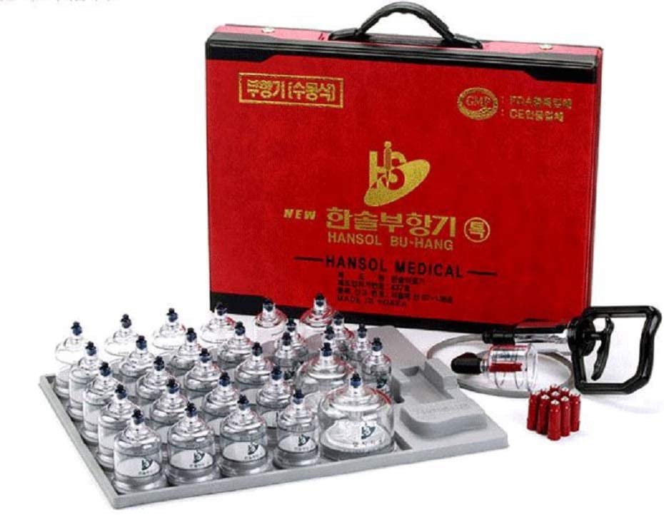 Hansol Professional Cupping Therapy Equipment Set with pumping handle 19 CupS