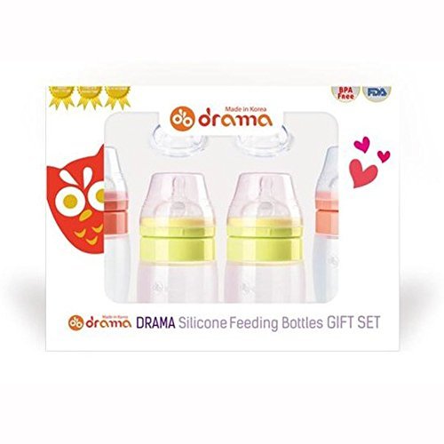 Drama Silicone Feeding Bottles Gift Set Baby Pink Lime Bottle 200ml/320ml Nurshing Nipple Pacifier B
