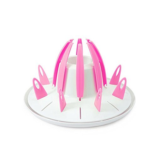 Metonne Lotus Baby feeding Bottle Drying Rack Bottles Cups Folds Flat (Pink)