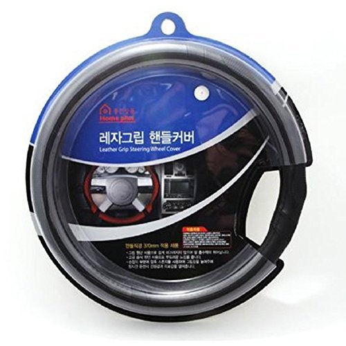Gaus]Car Faux-Leather Grip Steering Wheel Handle Cover for Universal Vehicle Black