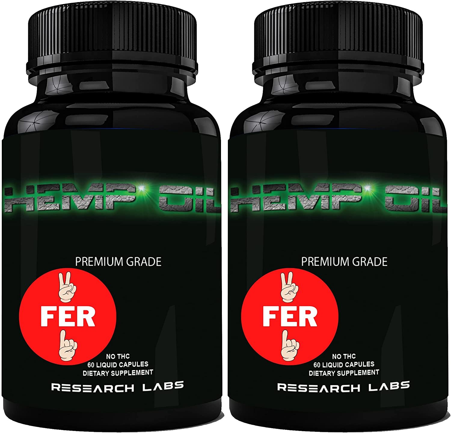 Research Labs 450,000 MG Premium Hemp Oil Capsules, 2 Fer 1 Package! 100% Organic All Natural