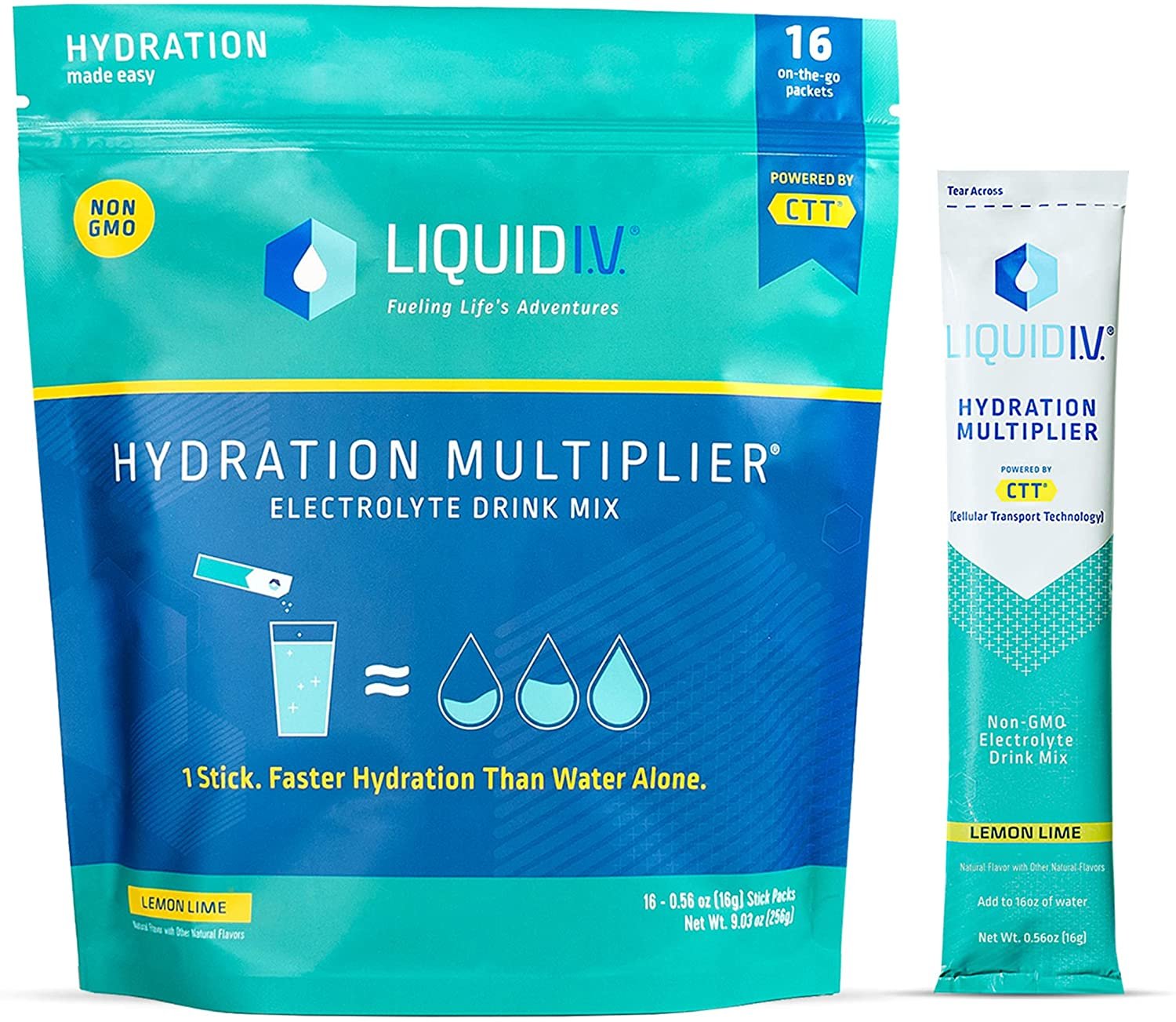 Liquid I.V. Hydration Multiplier - Lemon Lime - Hydration Powder Packets |  0.56 Ounce (Pack of 16)