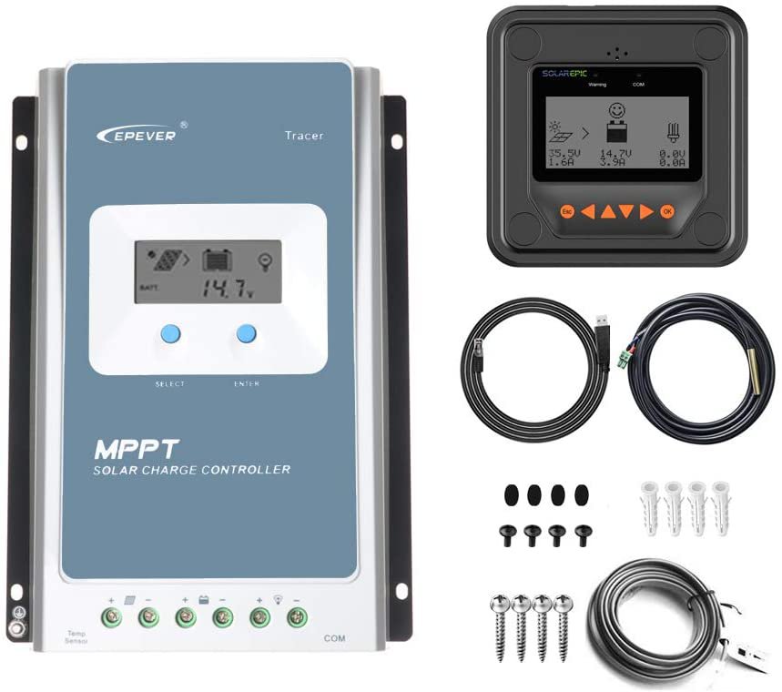 EPEVER 40A MPPT Solar Charge Controller 100V PV Max Input Negative