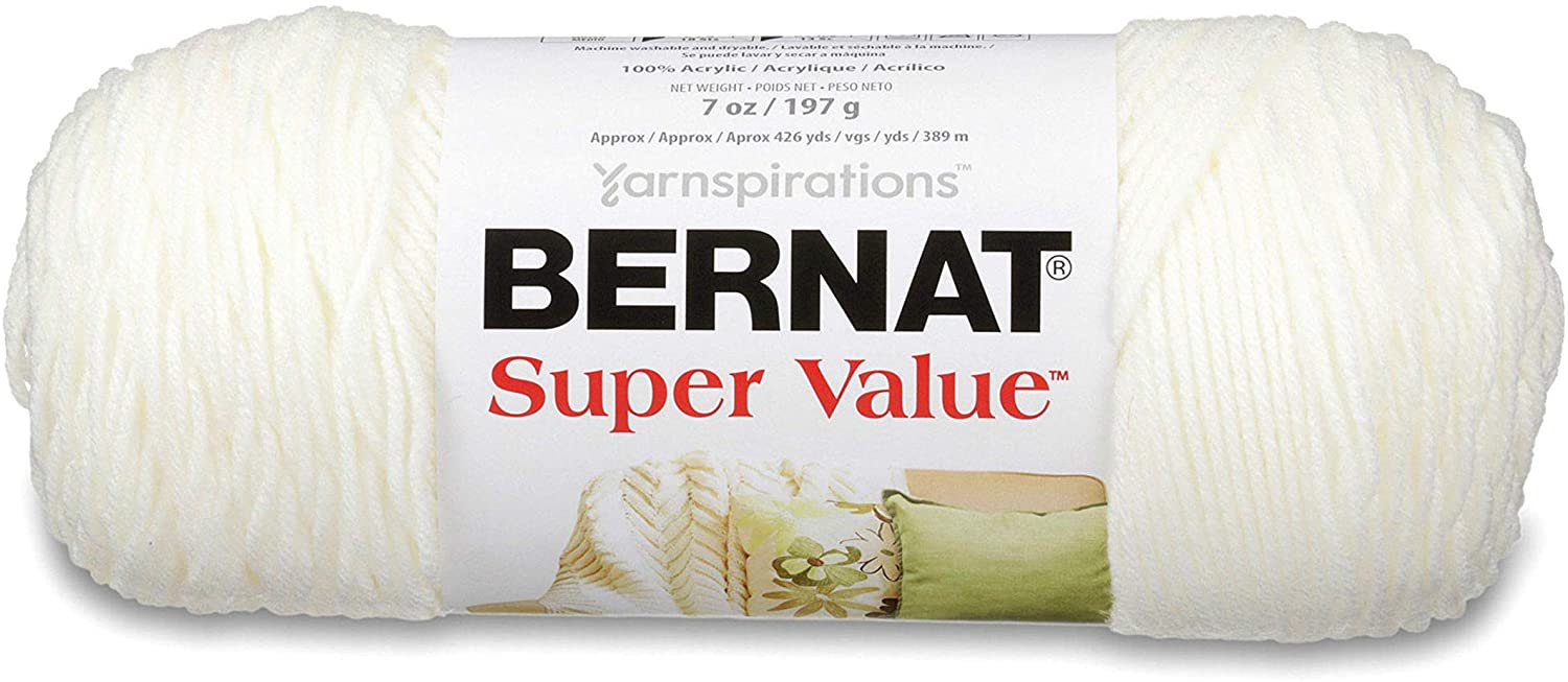 Bernat Super Value Yarn, 7 oz, Gauge 4 Medium Worsted, Winter White