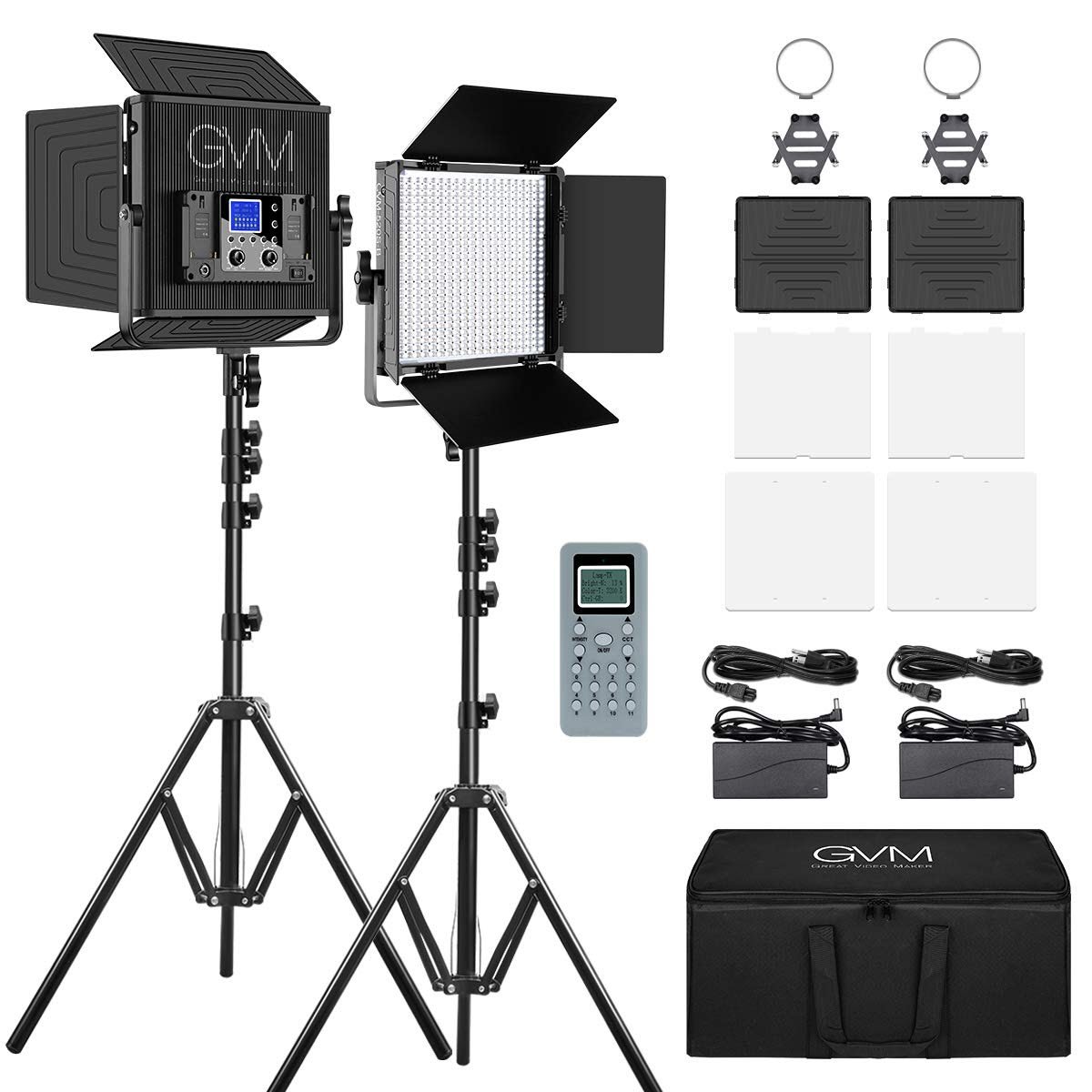 LED Video Light GVM 520S CRI97+ TLCI97+ 18500lux Dimmable Bi-Color 3200K-5600K