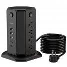 15ft Power Strip Tower Surge Protector, NTONPOWER Long Extension Cord Flat Plug Power Strip