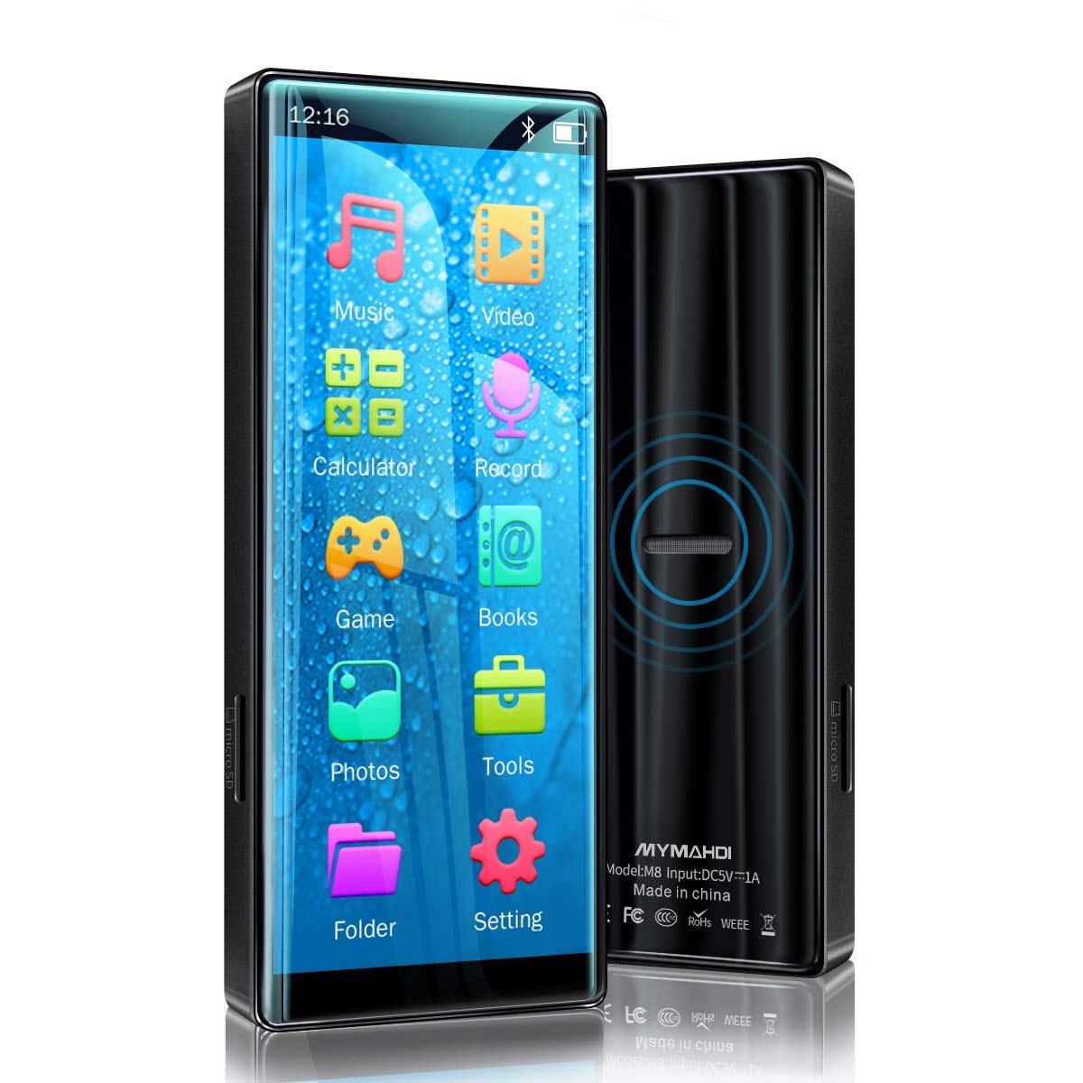 Built-in 64GB MP3 Player with Bluetooth 5.0, HiFi Lossless Sound Player Bluetooth-64GB