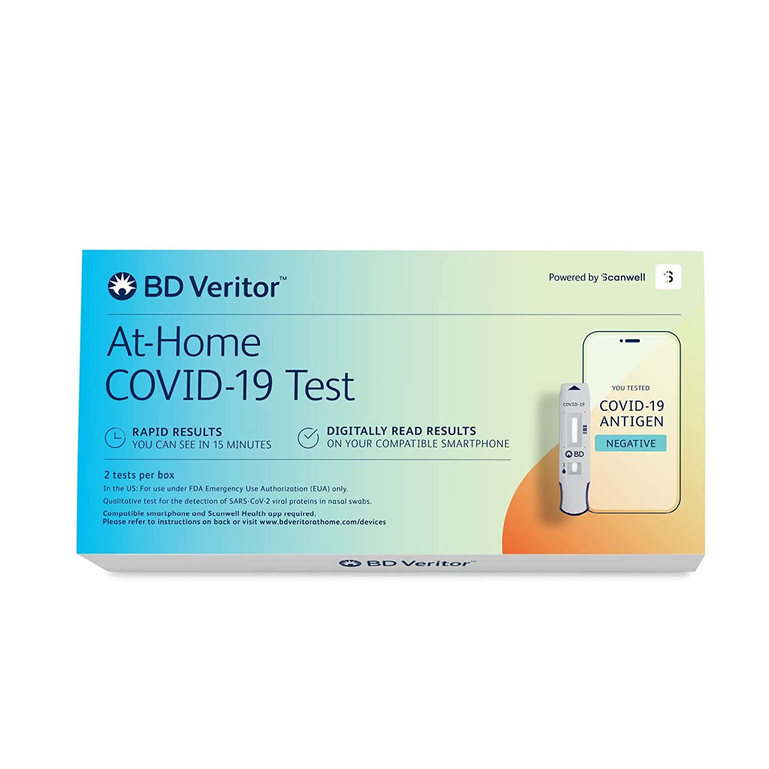 At-Home Virus Test Kit, Rapid Digital Results in 15 Minutes to Google Smartphone, Includes 2 Tests