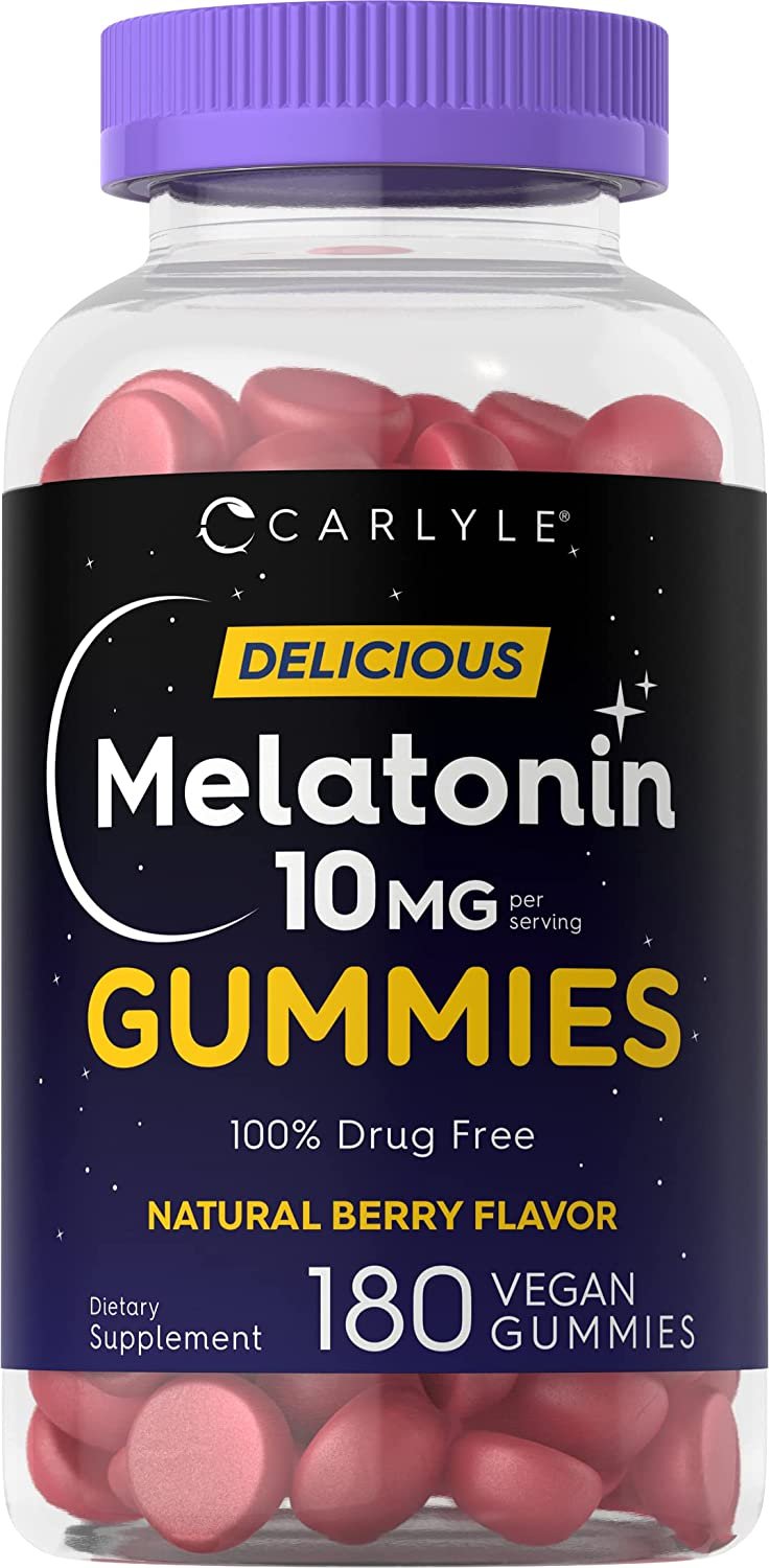 Melatonin Gummies 10mg | 180 Count | Adult Nighttime Sleep Aid | Natural Berry Flavor | Vegan,