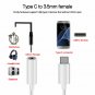 2x USB-C Type C , Black Adapter Port to 3.5MM Aux Audio Jack Earphone Headphone Cable