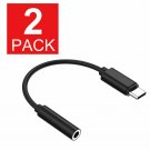 2x USB-C Type C , Black  Adapter Port to 3.5MM Aux Audio Jack Earphone Headphone Cable